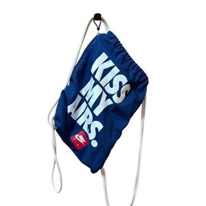 Nike‎ Air Kiss My Airs Drawstring Cinch Bag Navy Blue Rope Backpack Zip Pocket